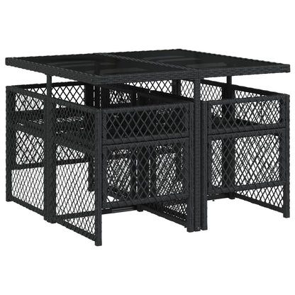 Set da Pranzo da Giardino 5 pz Nero con Cuscini in Polyrattan - homemem39