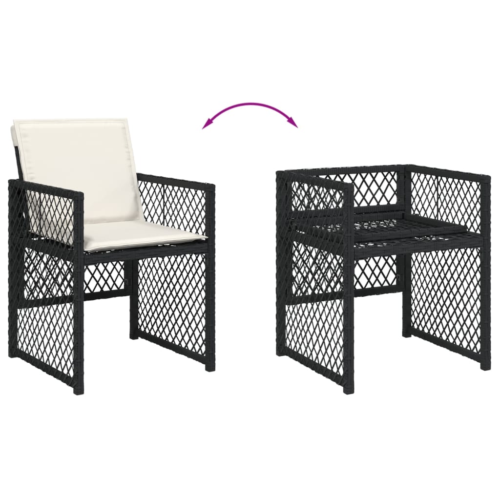 Set da Pranzo da Giardino 5 pz Nero con Cuscini in Polyrattan - homemem39