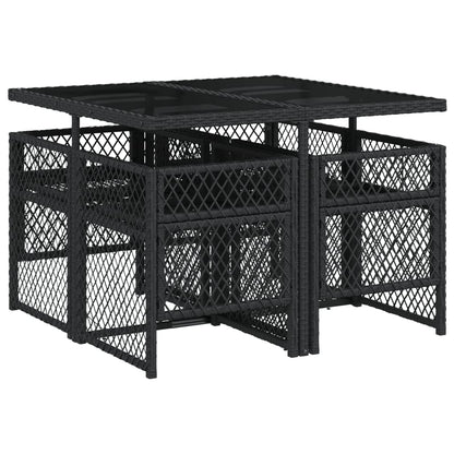 Set da Pranzo da Giardino 5 pz Nero con Cuscini in Polyrattan - homemem39