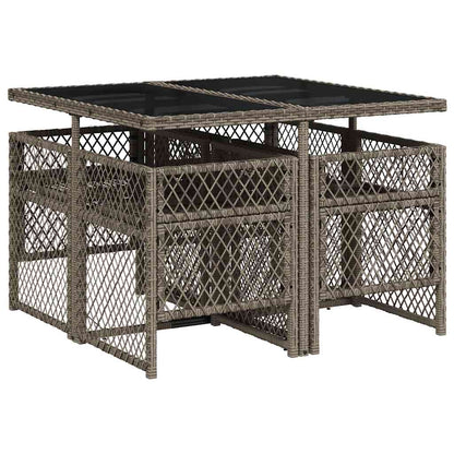 Set da Pranzo da Giardino 5 pz con Cuscini in Polyrattan Grigio | homemem39