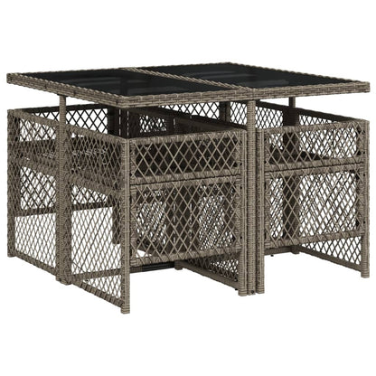 Set da Pranzo da Giardino 5 pz con Cuscini in Polyrattan Grigio - homemem39