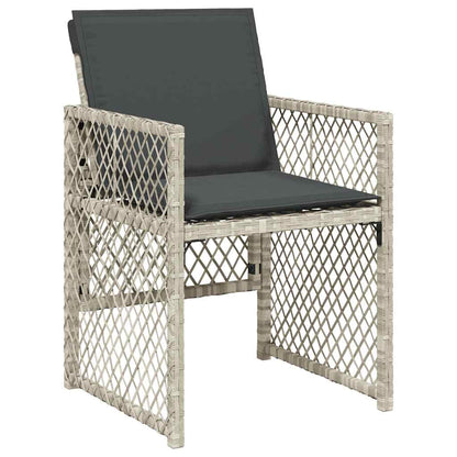 Set Pranzo da Giardino 5pz con Cuscini Grigio Chiaro Polyrattan | homemem39