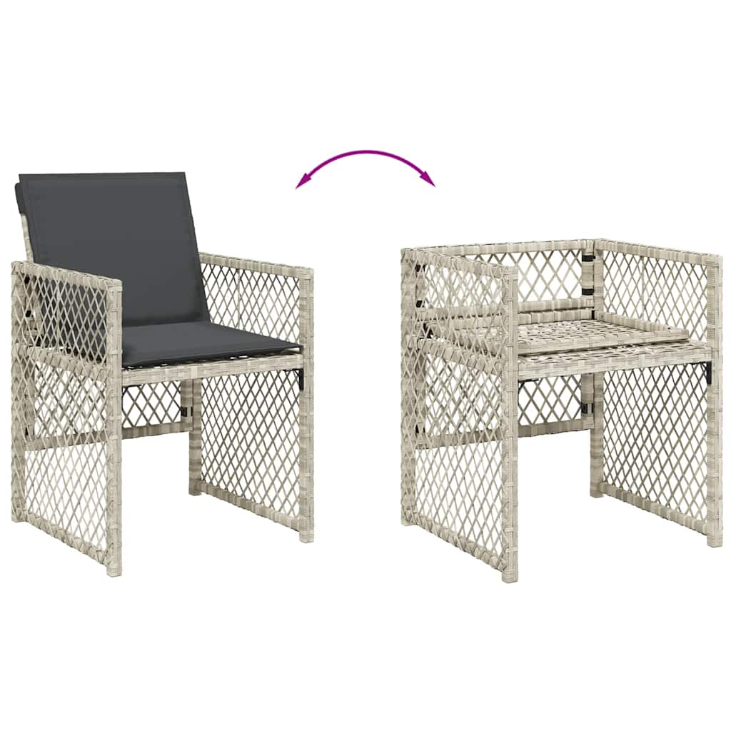 Set Pranzo da Giardino 5pz con Cuscini Grigio Chiaro Polyrattan | homemem39
