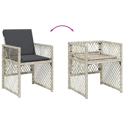 Set Pranzo da Giardino 5pz con Cuscini Grigio Chiaro Polyrattan | homemem39