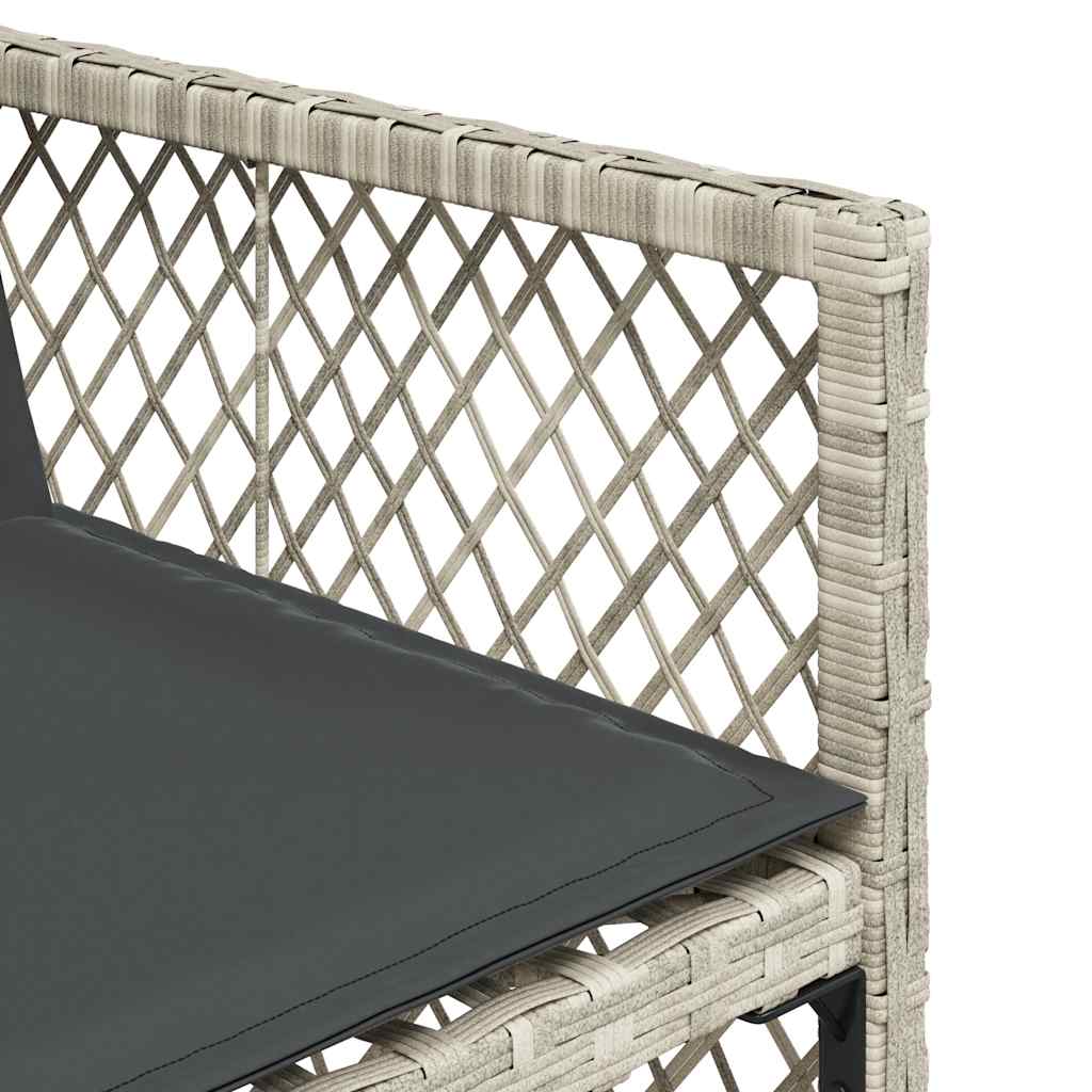 Set Pranzo da Giardino 5pz con Cuscini Grigio Chiaro Polyrattan | homemem39