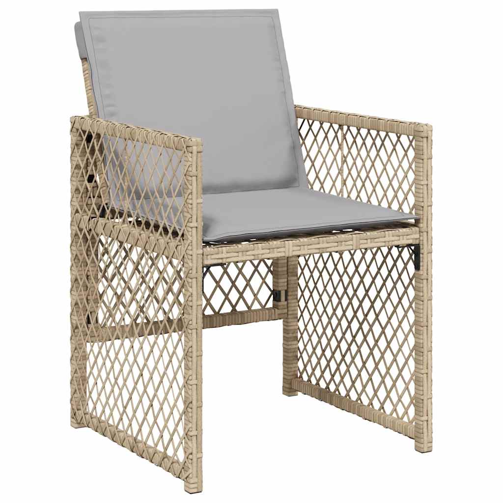 Set da Pranzo da Giardino 5 pz con Cuscini Beige in Polyrattan | homemem39