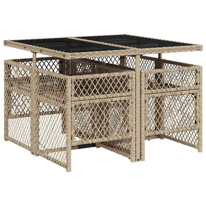 Set da Pranzo da Giardino 5 pz con Cuscini Beige in Polyrattan | homemem39