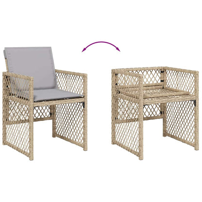 Set da Pranzo da Giardino 5 pz con Cuscini Beige in Polyrattan | homemem39