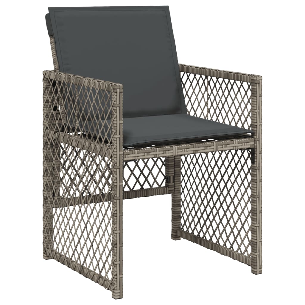 Set da Pranzo da Giardino 5 pz con Cuscini in Polyrattan Grigio - homemem39