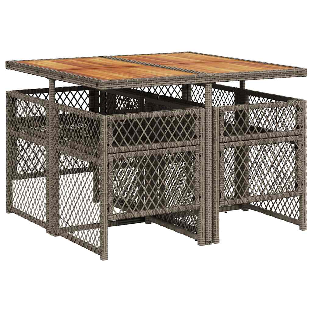 Set da Pranzo da Giardino 5 pz con Cuscini in Polyrattan Grigio | homemem39