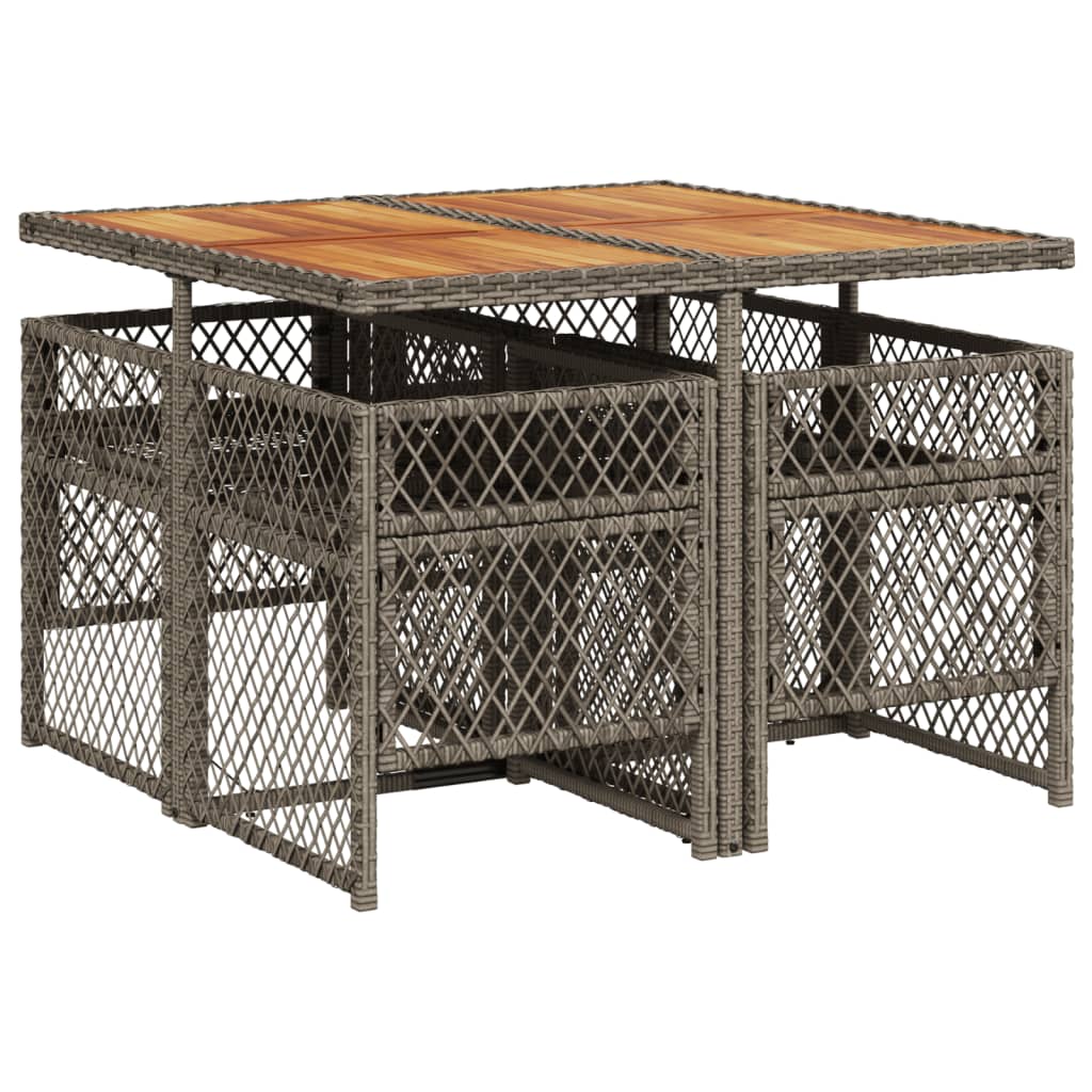 Set da Pranzo da Giardino 5 pz con Cuscini in Polyrattan Grigio - homemem39