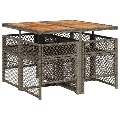 Set da Pranzo da Giardino 5 pz con Cuscini in Polyrattan Grigio - homemem39