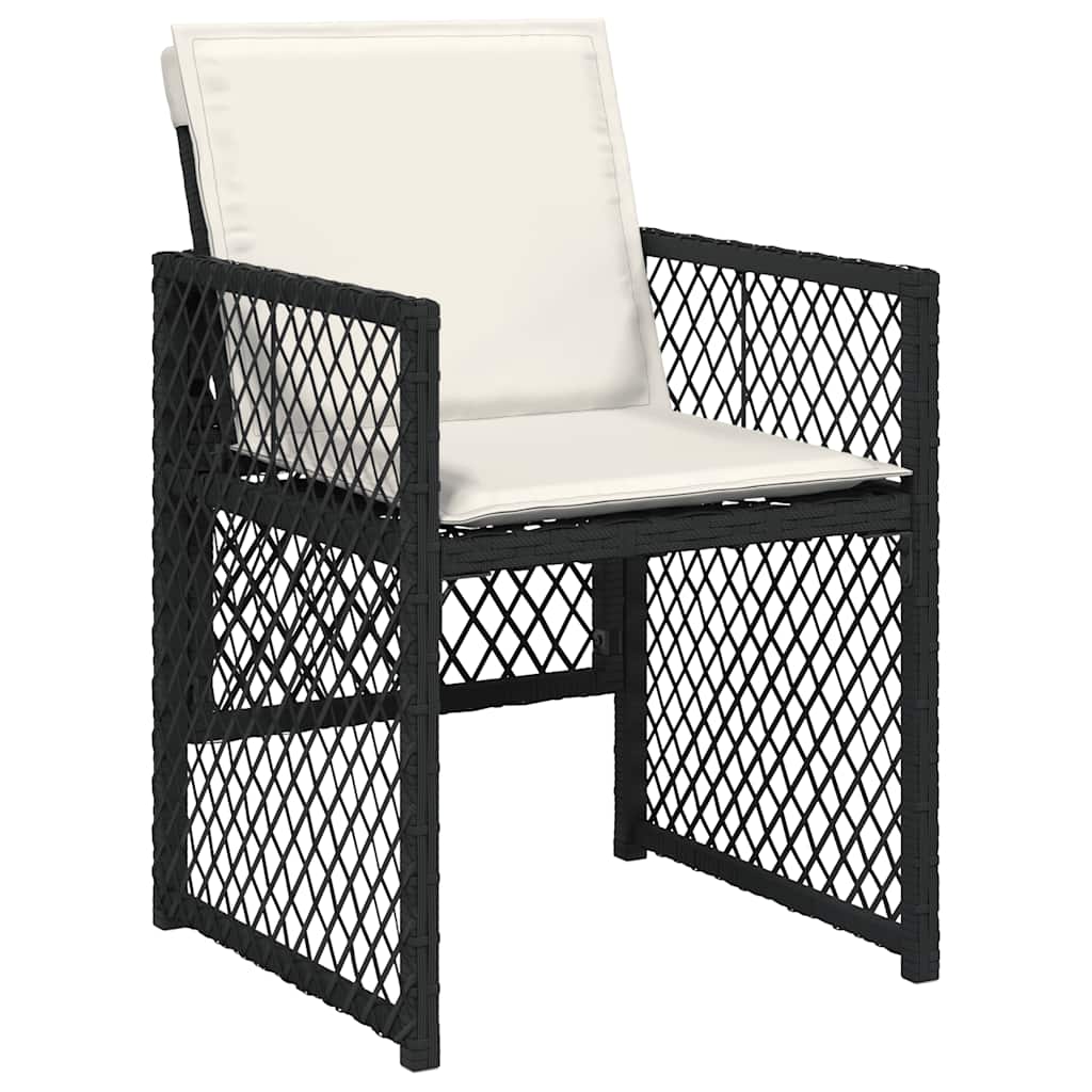 Set da Pranzo da Giardino 5 pz Nero con Cuscini in Polyrattan | homemem39