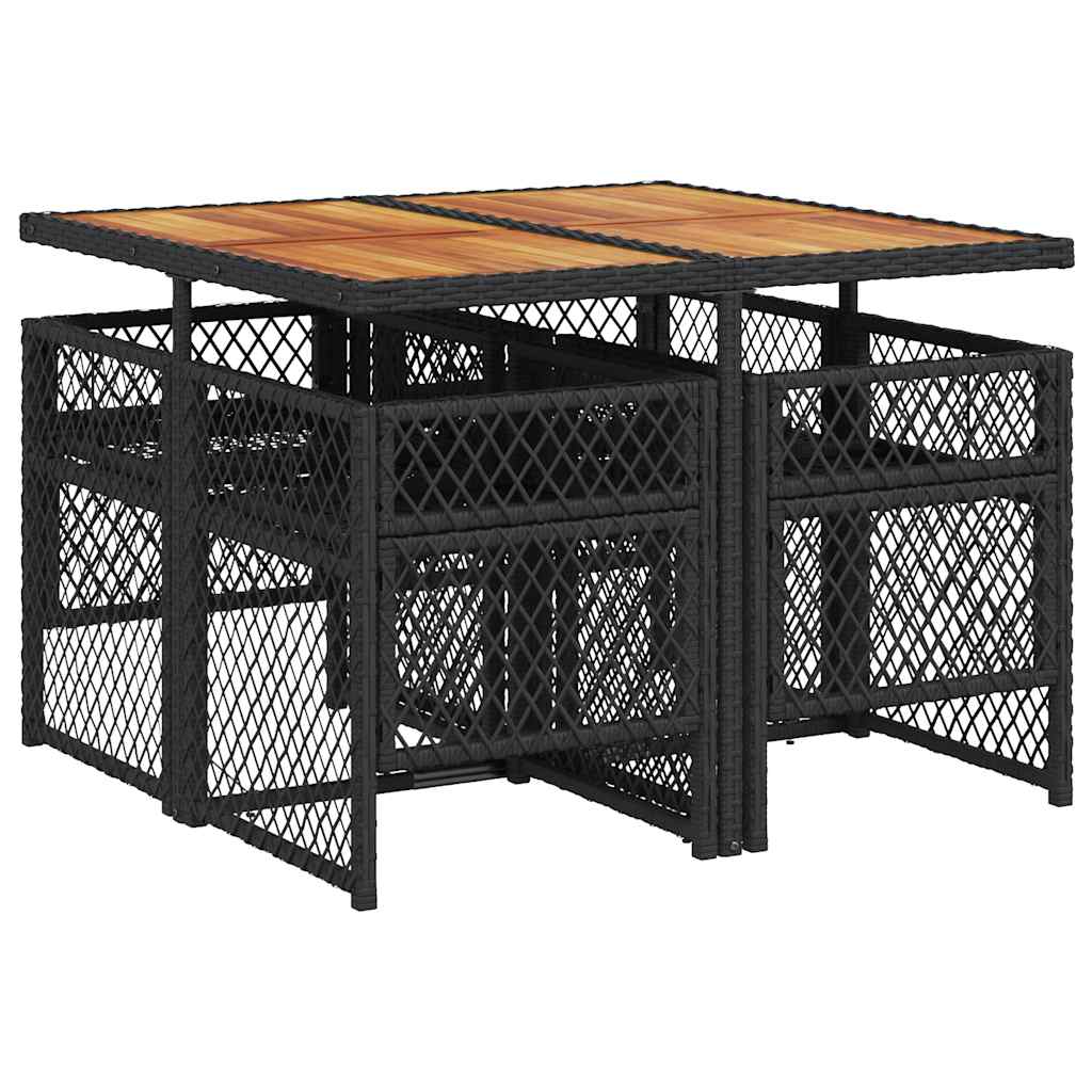 Set da Pranzo da Giardino 5 pz Nero con Cuscini in Polyrattan | homemem39