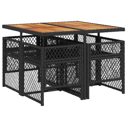 Set da Pranzo da Giardino 5 pz Nero con Cuscini in Polyrattan | homemem39
