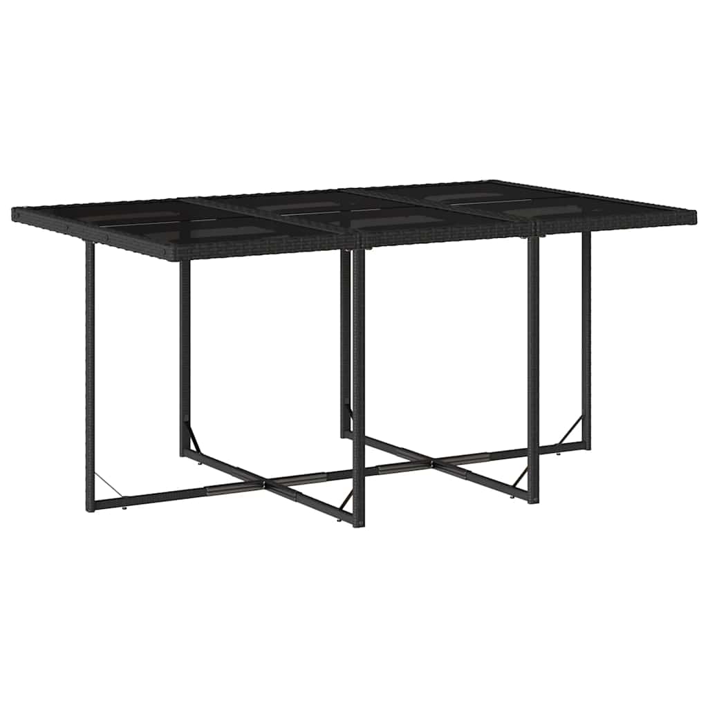 Set da Pranzo da Giardino 7 pz Nero con Cuscini in Polyrattan | homemem39