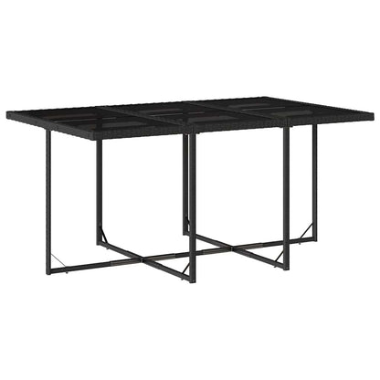 Set da Pranzo da Giardino 7 pz Nero con Cuscini in Polyrattan | homemem39