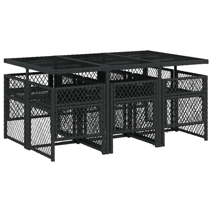 Set da Pranzo da Giardino 7 pz Nero con Cuscini in Polyrattan | homemem39