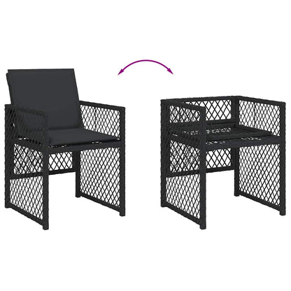 Set da Pranzo da Giardino 7 pz Nero con Cuscini in Polyrattan | homemem39