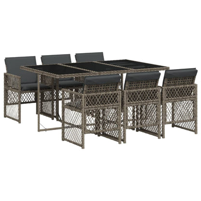 Set da Pranzo da Giardino 7 pz con Cuscini in Polyrattan Grigio - homemem39