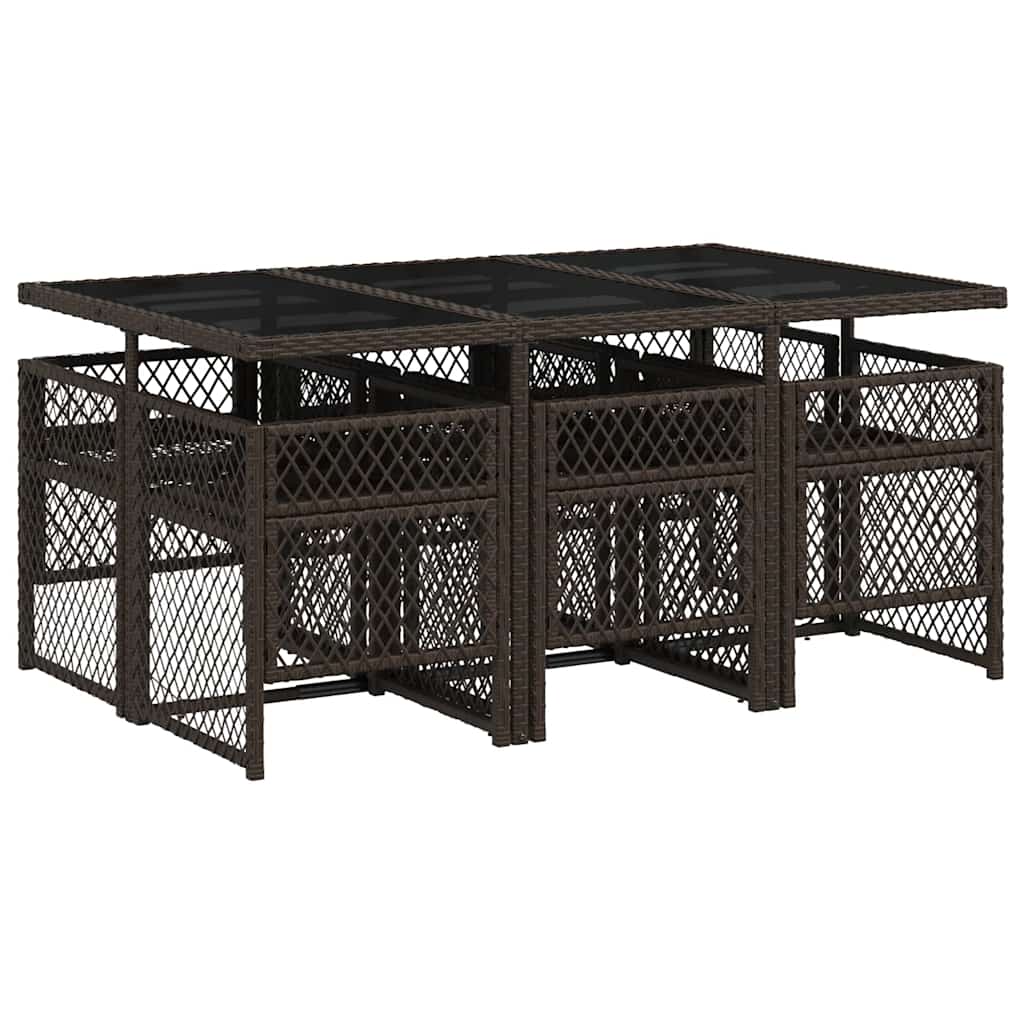 Set da Pranzo da Giardino 7pz con Cuscini in Polyrattan Marrone | homemem39