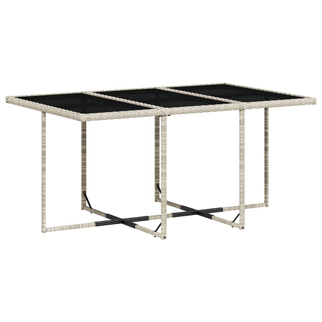 Set da Pranzo da Giardino 7 pz Cuscini Polyrattan Grigio Chiaro | homemem39
