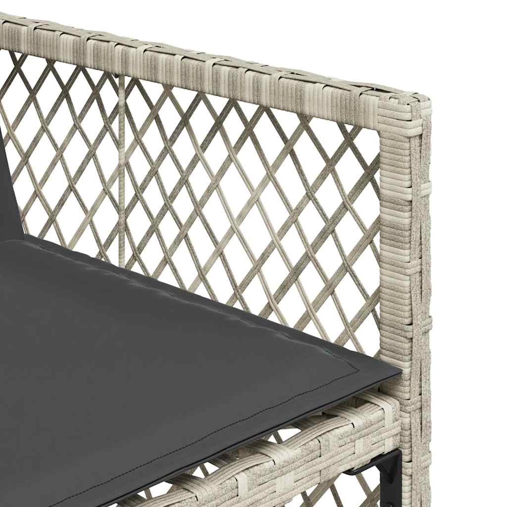 Set da Pranzo da Giardino 7 pz Cuscini Polyrattan Grigio Chiaro | homemem39