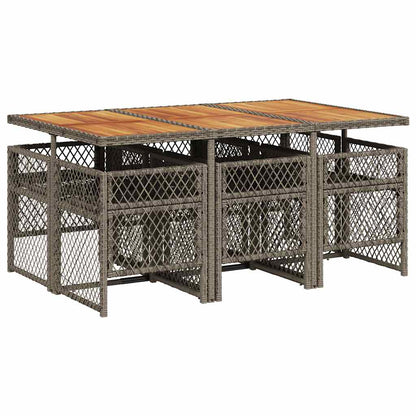 Set da Pranzo da Giardino 7 pz con Cuscini in Polyrattan Grigio | homemem39