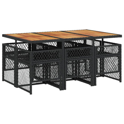 Set da Pranzo da Giardino 7 pz Nero con Cuscini in Polyrattan - homemem39