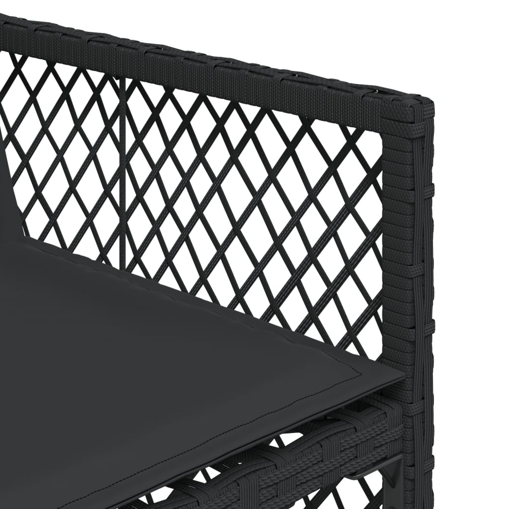 Set da Pranzo da Giardino 9 pz con Cuscini Nero in Polyrattan - homemem39