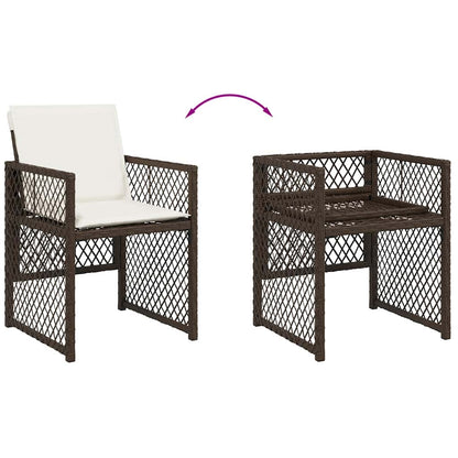 Set da Pranzo da Giardino 9pz con Cuscini Marrone in Polyrattan | homemem39