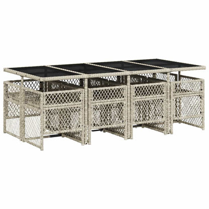 Set Pranzo da Giardino 9pz con Cuscini Grigio Chiaro Polyrattan | homemem39
