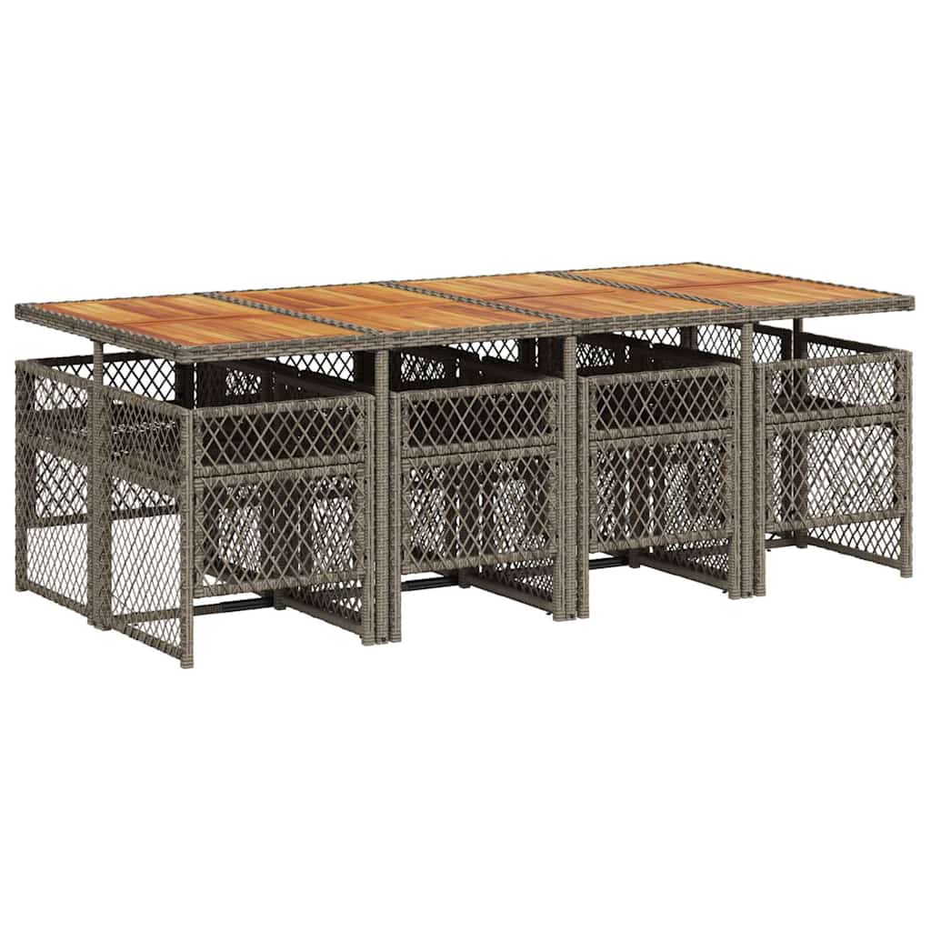 Set da Pranzo da Giardino 9 pz con Cuscini in Polyrattan Grigio | homemem39