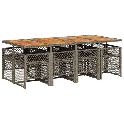 Set da Pranzo da Giardino 9 pz con Cuscini in Polyrattan Grigio | homemem39
