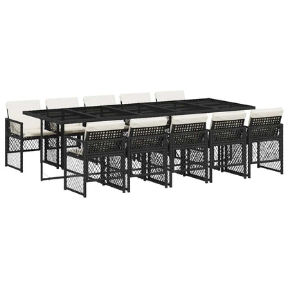 Set da Pranzo da Giardino 11 pz con Cuscini in Polyrattan Nero | homemem39
