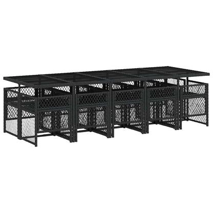 Set da Pranzo da Giardino 11 pz con Cuscini in Polyrattan Nero | homemem39