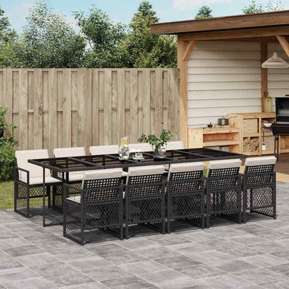 Set da Pranzo da Giardino 11 pz con Cuscini in Polyrattan Nero | homemem39