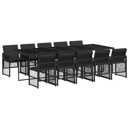 Set da Pranzo da Giardino 11 pz con Cuscini in Polyrattan Nero - homemem39