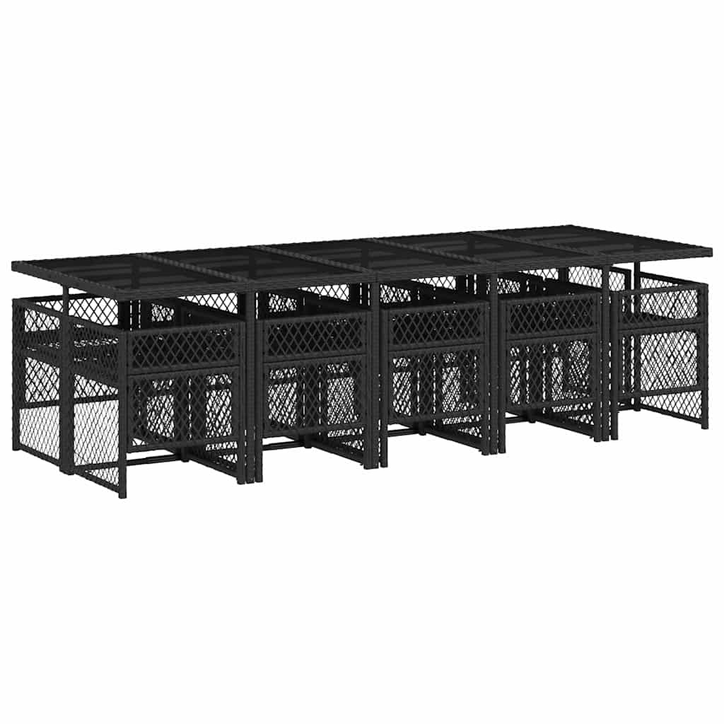 Set da Pranzo da Giardino 11 pz con Cuscini in Polyrattan Nero | homemem39