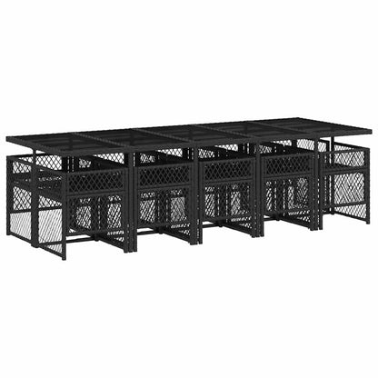 Set da Pranzo da Giardino 11 pz con Cuscini in Polyrattan Nero | homemem39