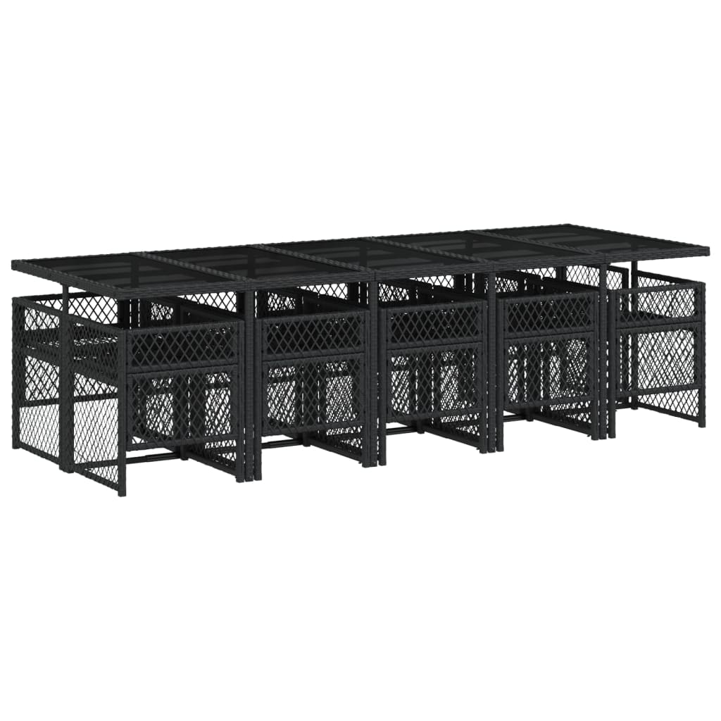 Set da Pranzo da Giardino 11 pz con Cuscini in Polyrattan Nero - homemem39