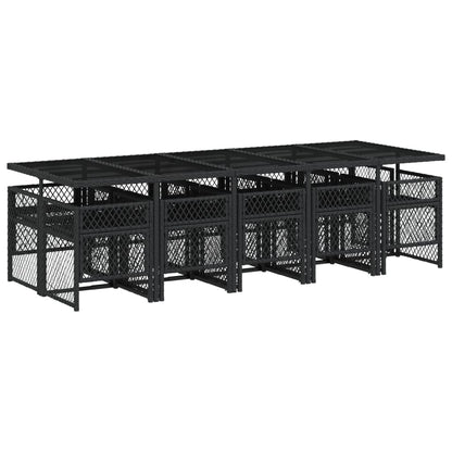 Set da Pranzo da Giardino 11 pz con Cuscini in Polyrattan Nero - homemem39