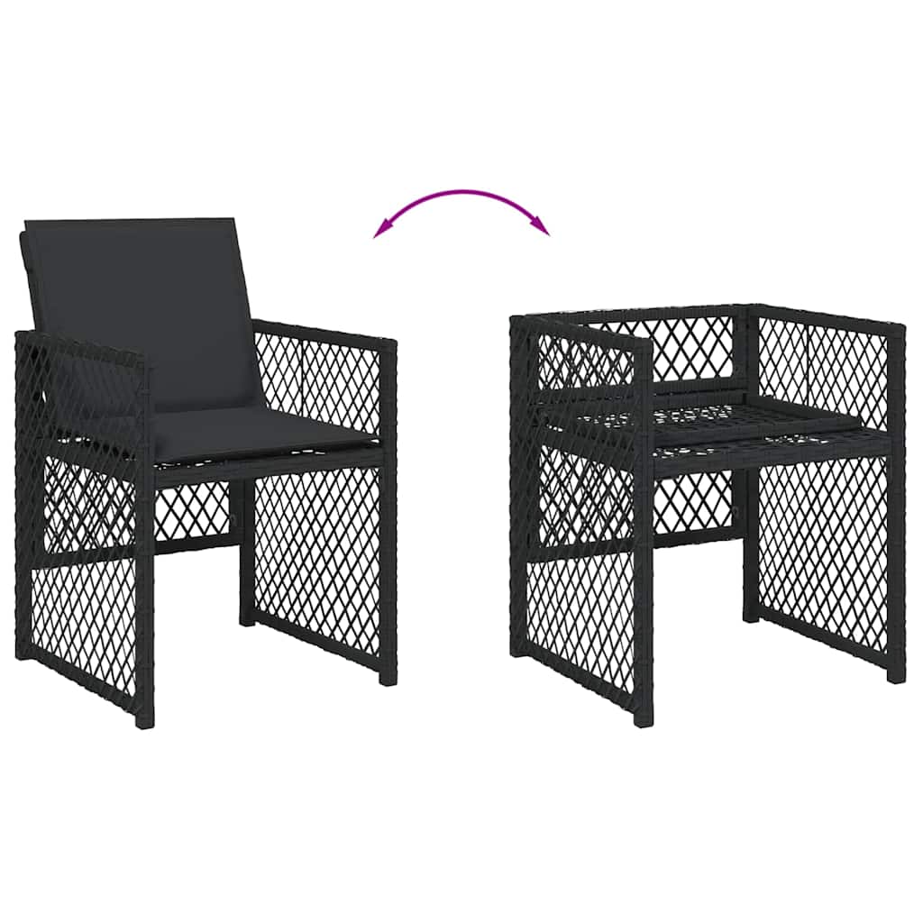 Set da Pranzo da Giardino 11 pz con Cuscini in Polyrattan Nero | homemem39