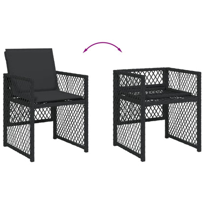 Set da Pranzo da Giardino 11 pz con Cuscini in Polyrattan Nero - homemem39