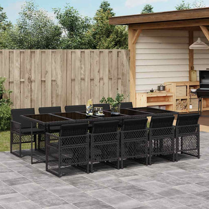 Set da Pranzo da Giardino 11 pz con Cuscini in Polyrattan Nero | homemem39