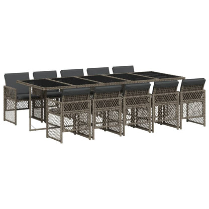 Set da Pranzo da Giardino 11pz con Cuscini in Polyrattan Grigio - homemem39