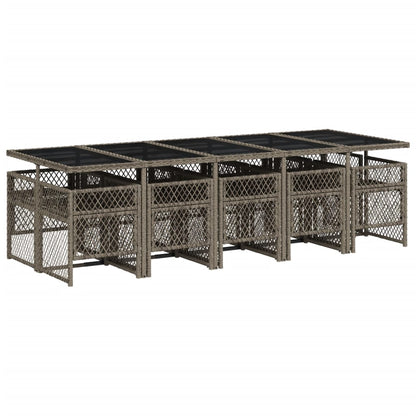 Set da Pranzo da Giardino 11pz con Cuscini in Polyrattan Grigio - homemem39
