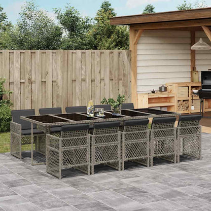 Set da Pranzo da Giardino 11pz con Cuscini in Polyrattan Grigio | homemem39