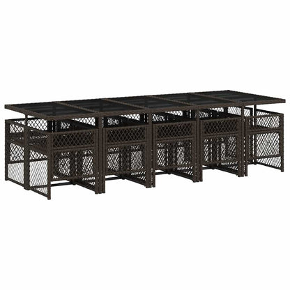 Set da Pranzo da Giardino 11 pz con Cuscini Polyrattan Marrone | homemem39