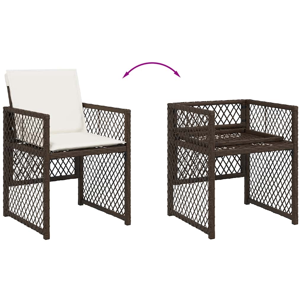 Set da Pranzo da Giardino 11 pz con Cuscini Polyrattan Marrone | homemem39